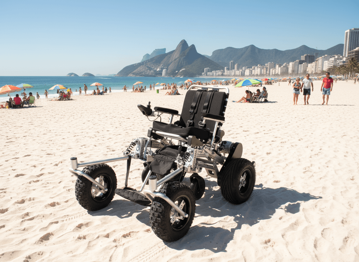 Cadeira de rodas motorizada Divinità equipada com Kit Cross para terrenos off-road